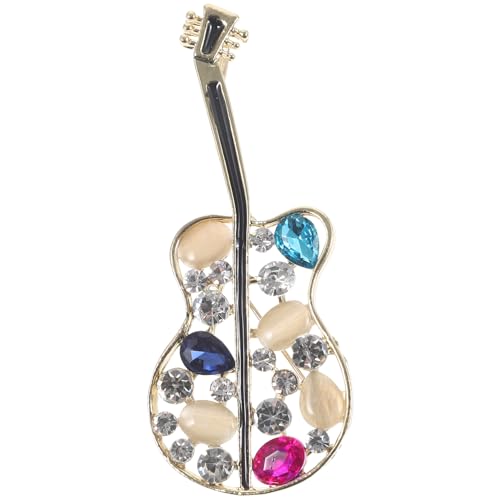 Ipetboom 4 Stück Gitarrenbrosche Musik-Schmuck-Brosche Musikalische Reversbrosche Strassnadel Musikbrosche Musikstift Instrumentenschmuck Musik Reversnadel Stellnadel Legierung von Ipetboom