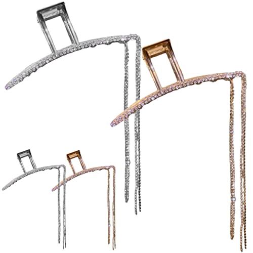 Ipetboom 4 Stück Haarnadel Pferdeschwanz-halter-clips Frauen Creolen Für Damen Bananen-haarspange Funkeln Welliges Haar Haarspangen Mit Strass Krallenklemme Für Haarknoten Locken Legierung von Ipetboom
