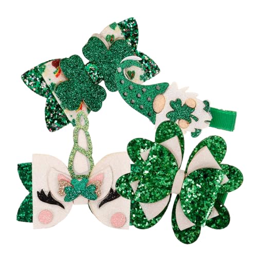 Ipetboom 4stücke Teiliges Haarspangen Für Mädchen Süße Patrick Day Haaraccessoires Mit Dreiblättrigem Kleeblatt-design Clips Für Partys Und Besondere Anlässe von Ipetboom