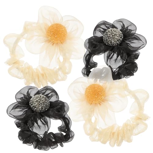 Ipetboom 4stücke Haarband Mit Blumendekor Mesh Haarringe Für Mädchen Haarseile Einfacher Kopfschmuck Elastische Haargummis Für Zopf Und Hochsteckfrisuren von Ipetboom