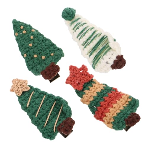 Ipetboom 4stücke Weihnachts-haarclips Süße Weihnachtsbaum-haarspangen Aus Wollstrick Für Mädchen Haaraccessoires Für Feiertage Und Partys von Ipetboom