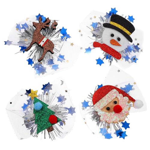 Ipetboom 4stücke Weihnachts-haarspangen Für Mädchen Festliche Haarnadeln Mit Weihnachtsbaum Und Weihnachtsmann Süße Haaraccessoires Für Partys Und Aufführungen von Ipetboom