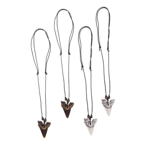 Ipetboom 4 Stück Haifischzahn Halskette Teiliges Unisex Surfer Schmuck Strand Halskette Cooles Design für Männer und Frauen Jungen Teens von Ipetboom