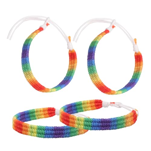 Ipetboom 4 Stück Handgewebte Regenbogenarmbänder aus Unisex Schmuck für Damen und Herren Farbenfrohe Freundschaftsarmbänder für Alltag Festival und Pride Events von Ipetboom
