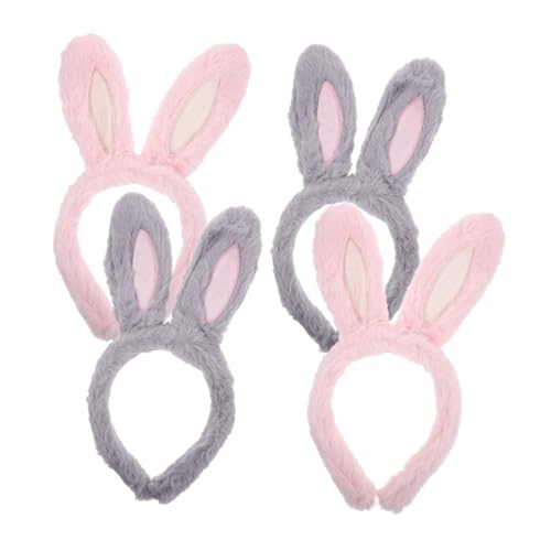 Ipetboom 4 Stück Hasenohr Stirnband kinder haarschmuck hair accessories Ohren Kopfbedeckung Haarbänder mit Hasenohren ausgestopfter Hase Urlaubsstirnband Hasenohren Stirnband Cosplay von Ipetboom