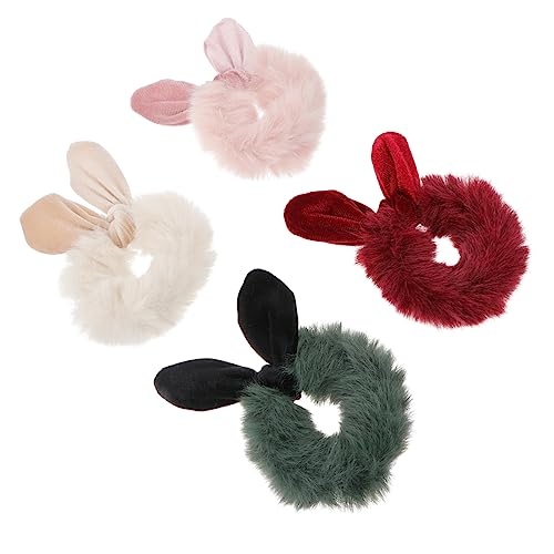 Ipetboom 4stücke Plüsch Haargummis Mit Schleife Elastische Haarbinder Für Mädchen Süße Haarschmuck Für Pferdeschwanz Für Alltag Und Partys von Ipetboom