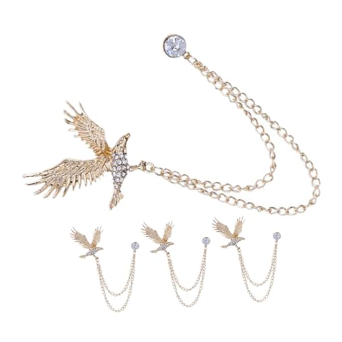 Ipetboom 4 Stück Herren-broschen Metall Für Anzüge Und Mäntel, Tier-anstecknadel Mit Kette Und Strass-details, Für Freunde Und Familie von Ipetboom