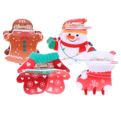 Ipetboom 4 Stück Hinterkopfgriff Clips für Haare niedliche Haaraccessoires Weihnachts-Haarspangen schnappen Kieferclips Frauen Klammer Klemmbacken für Haare große Haarspange Haarklemmen PVC von Ipetboom