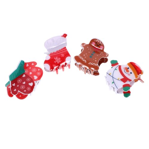 Ipetboom 4 Stück Hinterkopfgriff Handschuh-haarklemme Haarspange Für Den Urlaub Weihnachtsklauenclip Weihnachtshaarschmuck Styling Niedliche Haaraccessoires Frauen Schnappen Fälschung Pvc von Ipetboom