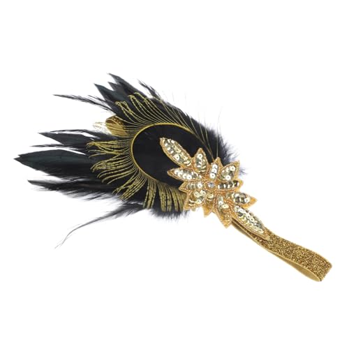 Ipetboom 4 Stück Hochzeits-Feder-Stirnband Flapper-Haar-Accessoires Kopfschmuck aus Kristall Tiara Haarschmuck Flapper-Kopfstück 1920er Stirnbänder für Damen modern Kopfbedeckung Schal von Ipetboom