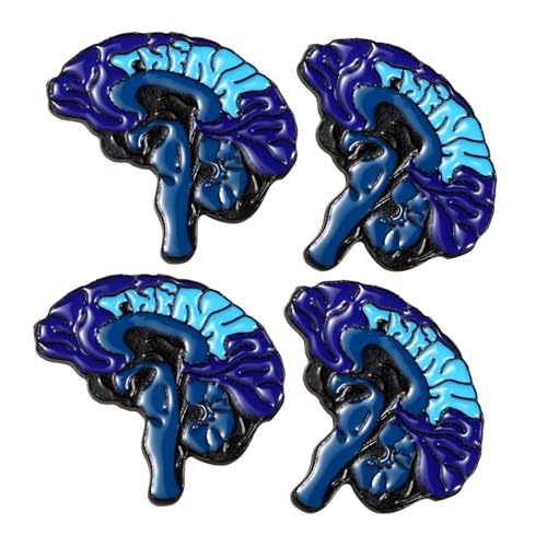Ipetboom 4 Stück Human Brain Broschen aus Legierung Niedliche Anstecknadeln in Blautönen Detailreiche Korsagen Pins für Damenkleidung Modische Bastel Anstecknadeln Auffälliges Accessoire von Ipetboom