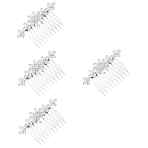 Ipetboom 4 Stück Kamm Braut Haarschmuck Hochzeit Brautaccessoires Perlen Strass Tiara Haarkämme braut haarkamm einfach Haarteil schmücken Kopfbedeckung Brautjungfer Aluminium legierung von Ipetboom