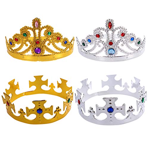 4 Stück König und Prinzessin Krone Abschlussballkönig Cosplay-König Tiara kleidung Kostüme für Männer Rollenspiel-Krone Leistungskrone Phönix-Krone Kopfbedeckung Hut Suite Kind von Ipetboom