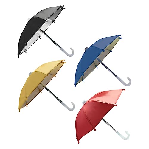 Ipetboom 4 Stück Kleine Regenschirmspielzeug Schwarz Mini Stich selbst kleiner Outdoorschirm Kleine Regenschirme Regenschirm für Telefon wasserdichter Regenschirm Polyester von Ipetboom