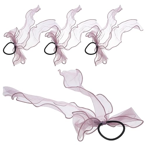 Ipetboom 4stücke Schleifen-haarbänder Für Mädchen Elastische Haargummis Dekorative Haaraccessoires Für Pferdeschwänze Geeignet Für Frauen von Ipetboom