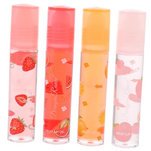 Ipetboom 4 Stück Lippenbalsam Aus Früchten Transparentes Lippenöl Lippenpomade Obst Lip Plumper Gloss Klar Klarer, Glänzender Lipgloss Lippenstift Mit Fruchtgeschmack Lippenschutz Flüssig von Ipetboom