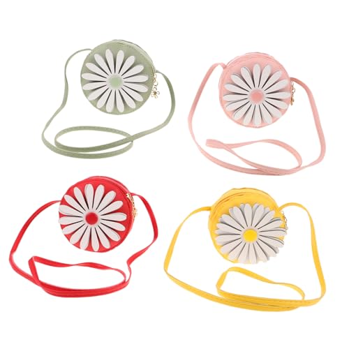 Ipetboom 4 Stück Mädchen Umhängetasche mit Niedlichem Blumenmotiv Kleine Leichte Pu-Schultertasche für Kleinkinder Kompakte Handtasche mit Reißverschluss für Alltag Party und Reise von Ipetboom