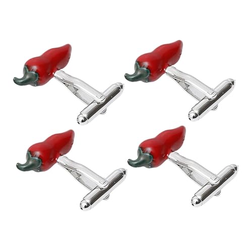 Ipetboom 4 Stück Manschettenknöpfe für Herren und Damen Teiliges Kreativem Chili Design Metall Manschettenknöpfe für Business Meetings und Partys Einzigartiger Modischer von Ipetboom