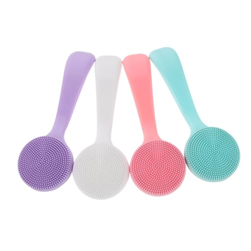 Ipetboom 4 Stück Manuelle Silikon gesichtsreinigungsbürste Langem Griff Sanfter Gesichtsschrubber für Frauen und Männer Tiefenwirksame Porenreinigung und Effektive Make up entfernung von Ipetboom