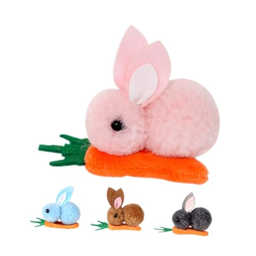 Ipetboom 4 Stück Mini Haarklammern mit Plüschkaninchen und Karotte Haarclips Bezaubernde Haarschmuck für Damen Vielseitige Accessoires für Festliche Anlässe Braun und Blau von Ipetboom