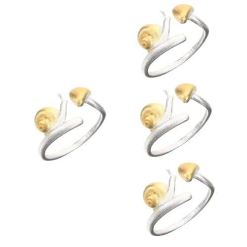 Ipetboom 4 Stück Mushroom Snail Ring für Damen Einstellbarer Eleganter Finger Ring Modischer Modeschmuck für Frauen für Besondere Anlässe von Ipetboom