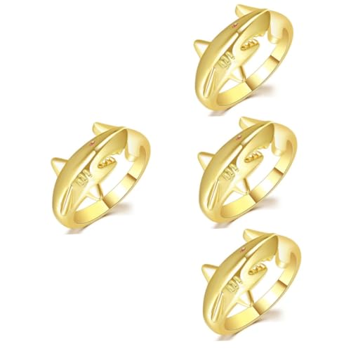 Ipetboom 4 Stück Open Adjustable Shark Ring für Damen Eleganter Fingerring Mode Schmuck für Besondere Anlässe Verstellbar für Partys Hochzeiten von Ipetboom