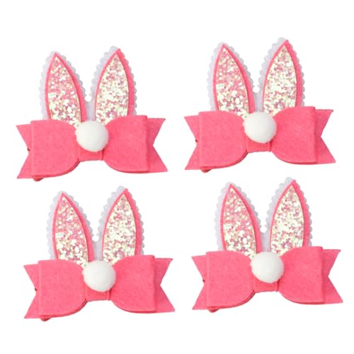 Ipetboom 4 Stück Kaninchen Ohrhaarklammern Für Kinder Schleifen Haarspangen Osterkopfschmuck Rosa Hasenohr Haarnadeln Für Feste Und Partys von Ipetboom