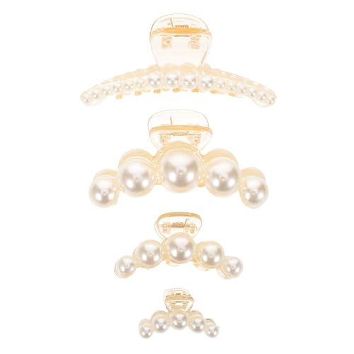 Ipetboom 4 Stück Perlenklammern: Kleine Haarklammern mit Perlen – Ausgefallene Haarspange für dünnes Haar – Haarstyling-Kopfbedeckung für Mädchen von Ipetboom