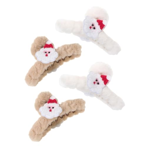 Ipetboom 4stücke Fuzzy Haarklammern Für Frauen Flauschige Weihnachts-haarclips Für Dickes Haar Große Haaraccessoires Im Winter Für Festliche Anlässe Und Alltagslooks von Ipetboom