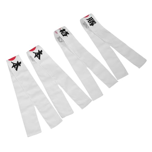 Ipetboom 4 Stück Samurai Stirnbänder aus Weichem Atmungsaktivem Stoff mit Japanischen Motivationen für Karate Kochen und Teambuilding Verstellbare Bandanas für Sport Küche und Wettkampf von Ipetboom