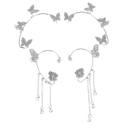 Ipetboom 4 Stück Schmetterling Ohr Manschetten Ohrringe für Damen Mädchen mit Funkelnden Strasssteinen Modische Ohrclips Piercing freier Vielseitiger Schmuck für Hochzeit Party von Ipetboom