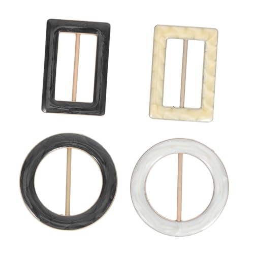 Ipetboom 4 Stück Seidenschal Clips T Shirt Krawattenklammern Metallring Schalverschluss Rechteckiger Kreis Metallschnalle Kleidungsecke Geknoteter Knopf Für Kleidung Halstuch von Ipetboom