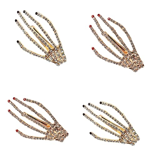 Ipetboom 4 Stück Skelett Hand Haarspange Zubehör Goldene Haaraccessoires Hübsche Haarspangen Haargel Für Frauen Perlen Kinderhaarklammern Kopfbedeckung Gothic Zöpfe Perücken Metall von Ipetboom