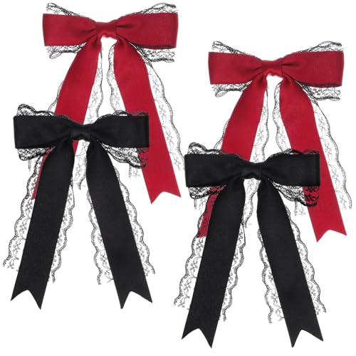 Ipetboom 4stücke Teiliges Elegante Spitzen-haarspangen Für Frauen Süße Große Schleifen Mit Langen Bändern Für Hochzeiten Und Festliche Anlässe Hübsche Haaraccessoires Für Mädchen von Ipetboom