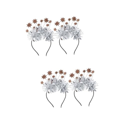Ipetboom 4 Stück Sterne Stirnband Lametta für Haare Neuheit Stirnband Tiara weihnachtsdeko Party-Quasten-Stirnband Haare für Frauen Europäisch und amerikanisch Kopfbedeckung Haarring Braut von Ipetboom