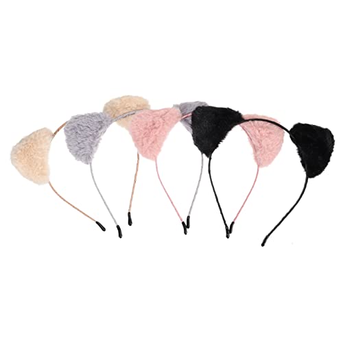 Ipetboom Katzenohren Haarreif 4 Stück Plüsch Stirnbänder Für Cosplay Halloween Tierkostüme Für Erwachsene Und Kinder in Pink Beige Grau Schwarz Mit Süßen Ohren Und Bommel von Ipetboom