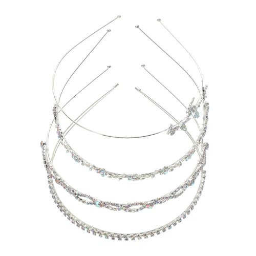 Ipetboom 4 Stück Stirnband Stirnbänder Für Damen Bling-stirnbänder Für Frauen Strass-kopfschmuck Stirnbänder Für Die Hochzeit Der Braut Tiara Strasssteine Haarschmuck Doppelreihe Fräulein von Ipetboom