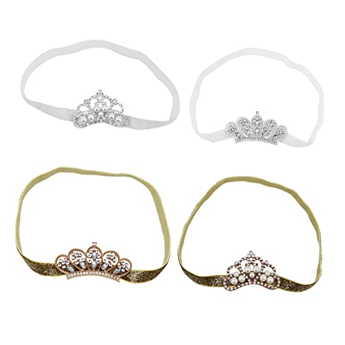 Ipetboom 4 Stück Stirnband für -Prinzessin-Stirnband Kleine Spitze neugeborenes prinzessin stirnband elegant Kleinkind haarschmuck Mädchenkrone glitzernder Kopfschmuck Legierung von Ipetboom
