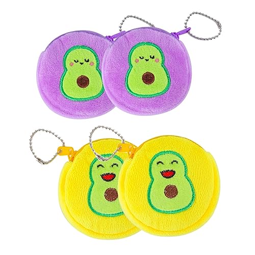 Ipetboom 4 Stück Teiliges Cartoon Ohrhörer Tasche mit Reißverschluss Flauschige Kleine Geldbörse für Mädchen und Tragbare und Schlüssel Aufbewahrungstasche Leichte Ohrhörer von Ipetboom