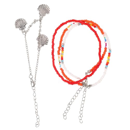 Ipetboom 4 Stück Teiliges Damen Fußkettchen Set mit Anhängern Verstellbare Boho Fußkette für Strandpartys Festivals und Alltag Perlen Fußschmuck für Teenager Mädchen von Ipetboom