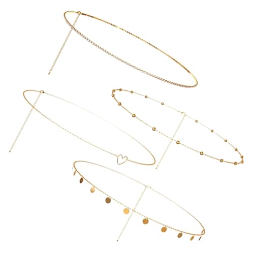 Ipetboom 4 Stück Teiliges Damen Taillenkettenset Verstellbare Körperkette für Strand Bikini und Abendkleid Goldene Bauchschmuck für Frauen Vielseitig Kombinierbar und Anpassbar von Ipetboom