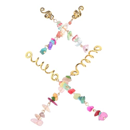 Ipetboom 4 Stück Teiliges Dreadlock Schmuck Haarschmuck für Zöpfe Piraten Haarringe mit Naturstein Anhänger Ethno stil Wiederverwendbar und Einfach zu Tragen für Damen von Ipetboom