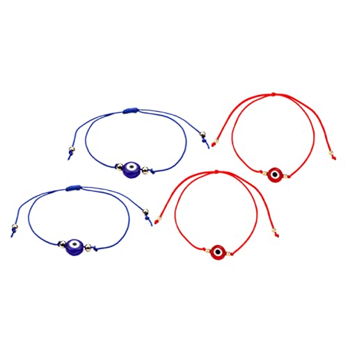 Ipetboom 4 Stück Teiliges Evil Eye Armband Handgeflochtenes Schutzarmband mit Bösem Auge Perlen Verstellbare Glücksbringer für Damen und Herren Dekoratives Accessoire für Zufällige Farbe von Ipetboom