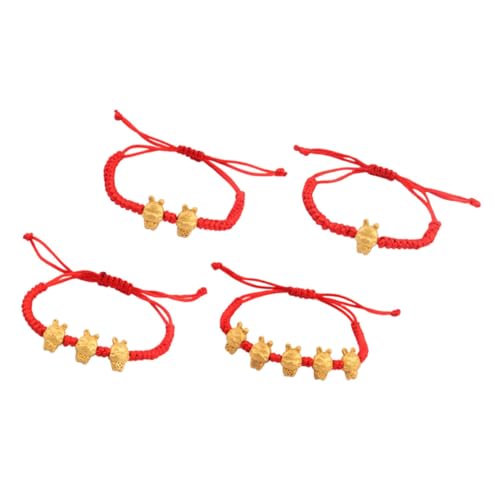Ipetboom 4stücke Chinesisches Gewebtes Armband Mit Kaninchen Charm Für Männer Und Frauen Dekoratives Seilarmband Als Schutzarmband Verstellbares Tierkreisarmband Für Verschiedene Anlässe von Ipetboom