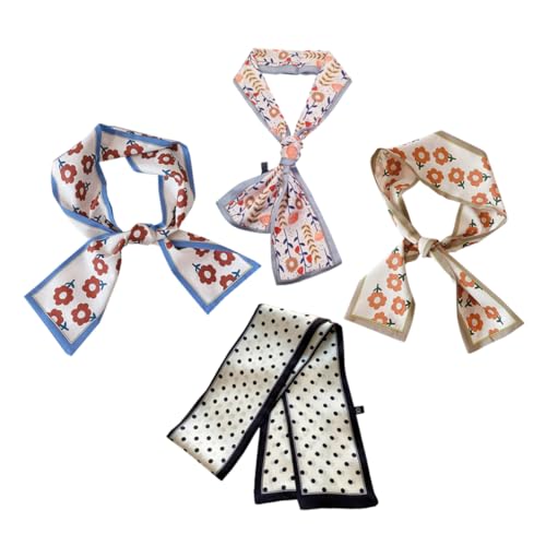 Ipetboom 4 Stück Teiliges Haarband mit Schleife Haarschals für Damen Stirnband Hals oder Handgelenkschmuck Weichem Leichtem Vielfältigen Designs von Ipetboom