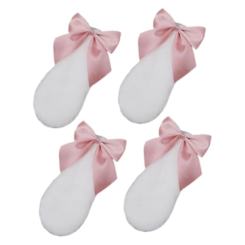 Ipetboom 4 Stück Teiliges Hasenohren Haarspangen mit Schleife Flauschig Weiche Cartoon Haarclips für Mädchen Vielseitiges Zubehör für Halloween Geburtstagsfeier und Cosplay Flexibel und zu von Ipetboom