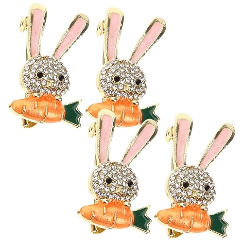 Ipetboom 4 Stück Teiliges Kaninchen Broschen für Damen Kreative Anstecknadeln für Kleidung Hüte Taschen Schals Langlebige Süßes Design für Besonderen oder von Ipetboom