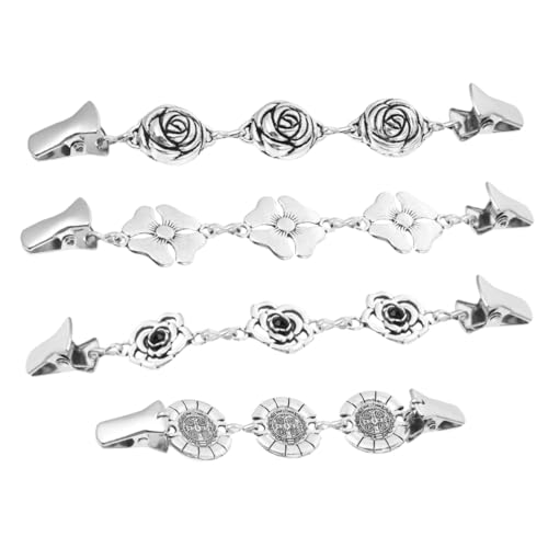 Ipetboom 4 Stück Teiliges Legierungs Cardigan Clips Modisch Robust Vielseitig für Damen Pullover und Strickjacken als Dekorative Verschlüsse Geeignet für Winterkleidung von Ipetboom