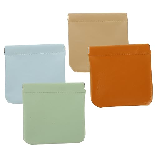 Ipetboom 4 Stück Teiliges Mini Kosmetiktaschen aus PU Selbstschließend mit Magnetverschluss Tragbare Lippenstift Etuis für Damen Leichte Make Up Aufbewahrungstaschen in Blau Grün Karamell von Ipetboom