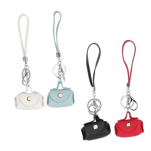Ipetboom 4 Stück Teiliges Mini Münzbeutel aus PU Stilvoller Schlüssel und Kleingeldbeutel für Damen Kompakt und Praktisch für Alltag Shopping und Reisen in Rot Weiß Blau und Schwarz von Ipetboom